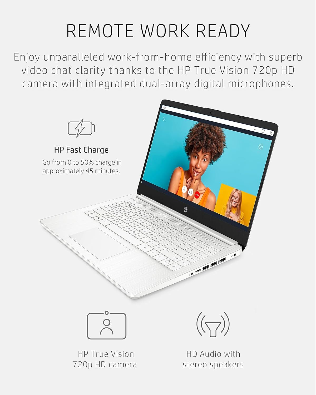 HP 14″ Laptop – Intel Processor N4120 4GB Memory 64GB eMMC Storage Windows 11