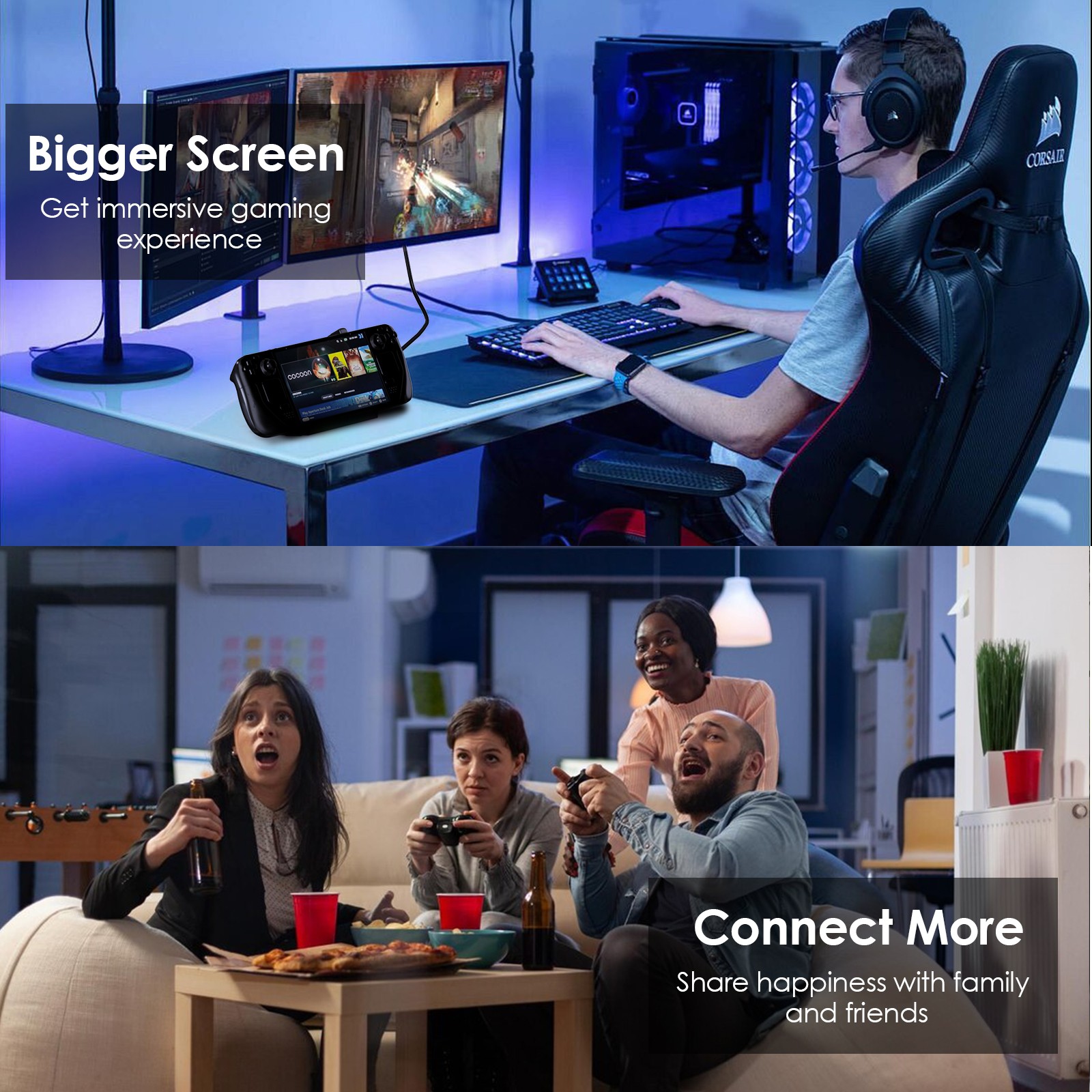 Steam Deck Dock Docking Station for Steam Deck/ROG Ally 4K@144Hz HDMI 2.1 100WPD
