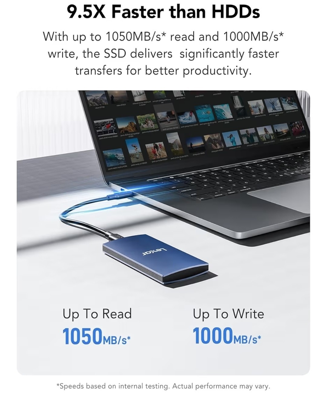 Lexar ES3 1TB External SSD, USB 3.2 Gen2 Portable SSD, PSSD Up to 1050MB/s.