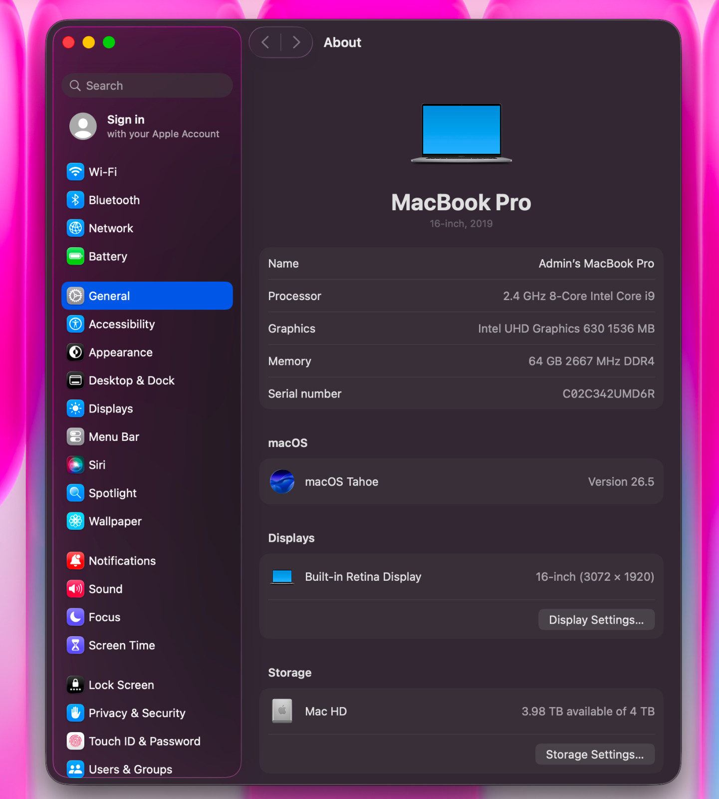 EXCELLENT – MACBOOK PRO 16 INCH – 4TB SSD – 64GB RAM – WARRANTY