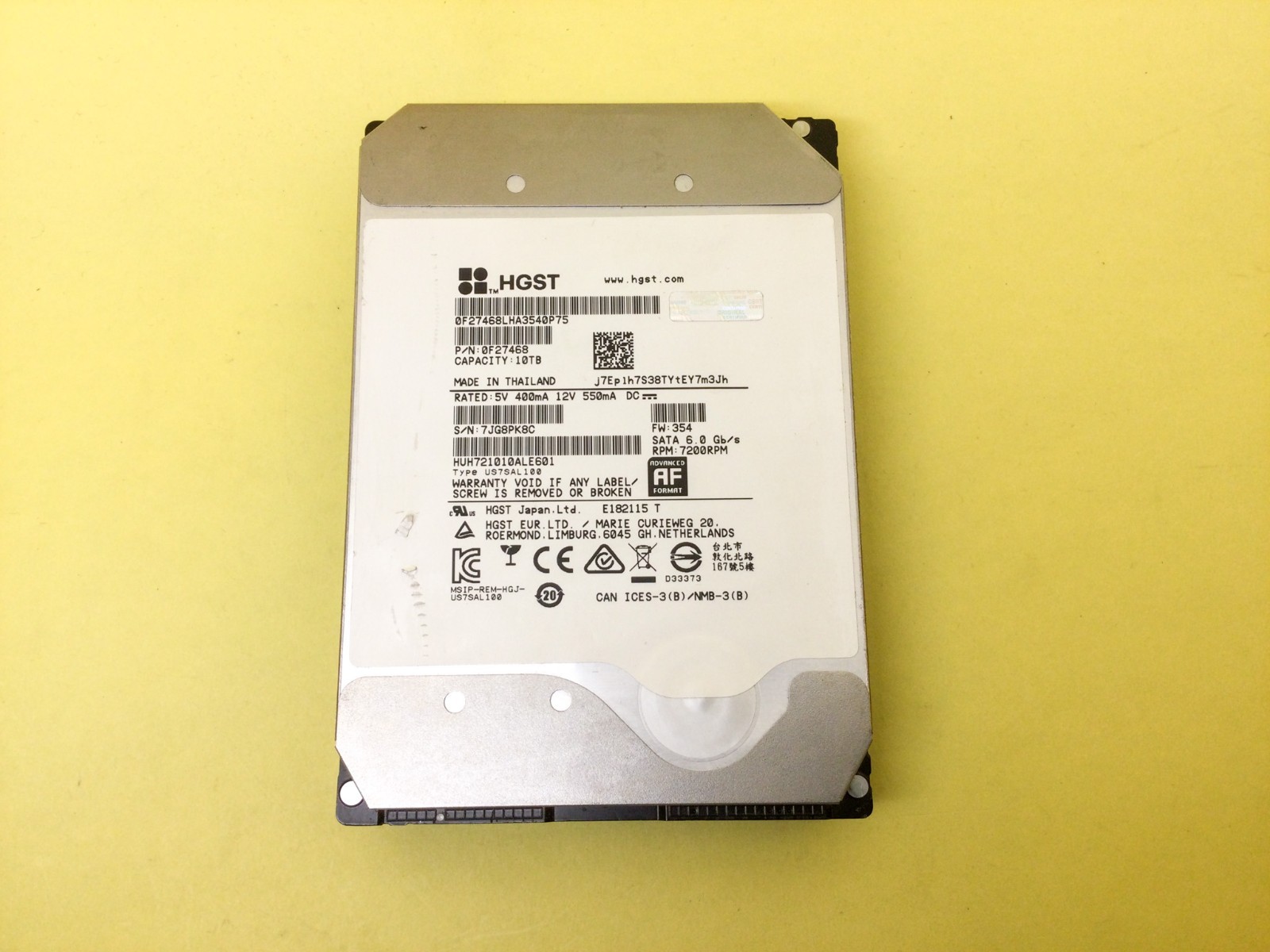 HGST Ultrastar 10TB 7.2K SATA 6Gb/s 3.5in HDD HUH721010ALE601