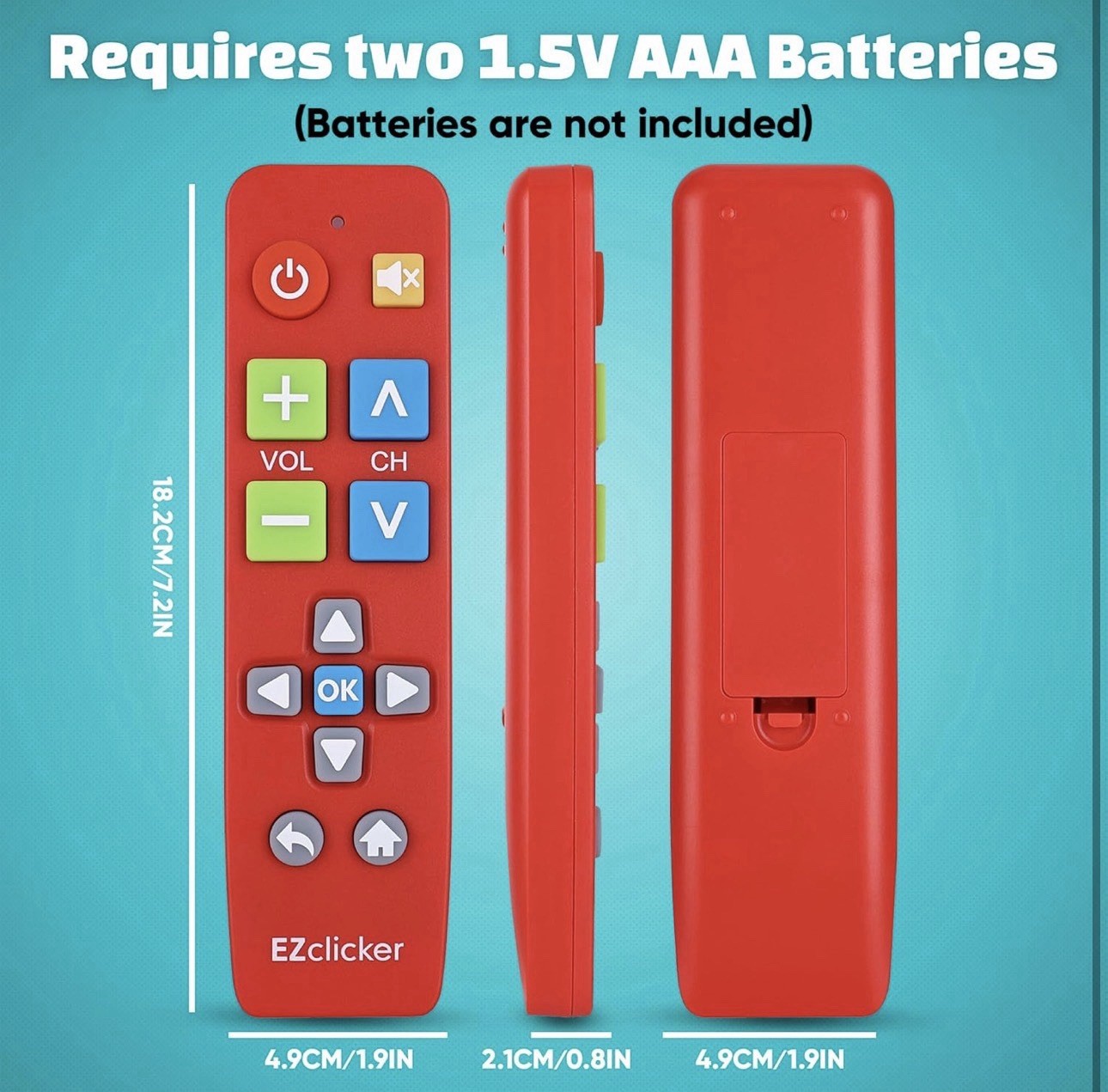 Big Button Universal TV Remote () Simple Easy to Use, Great for Seniors, Red