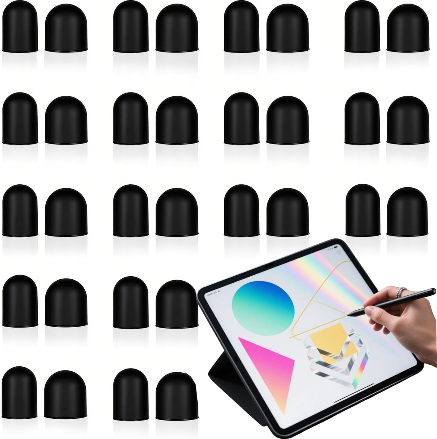 30Pcs High Sensitivity Rubber Stylus Tips – 0.2inch & 0.28inch Replacement Nibs