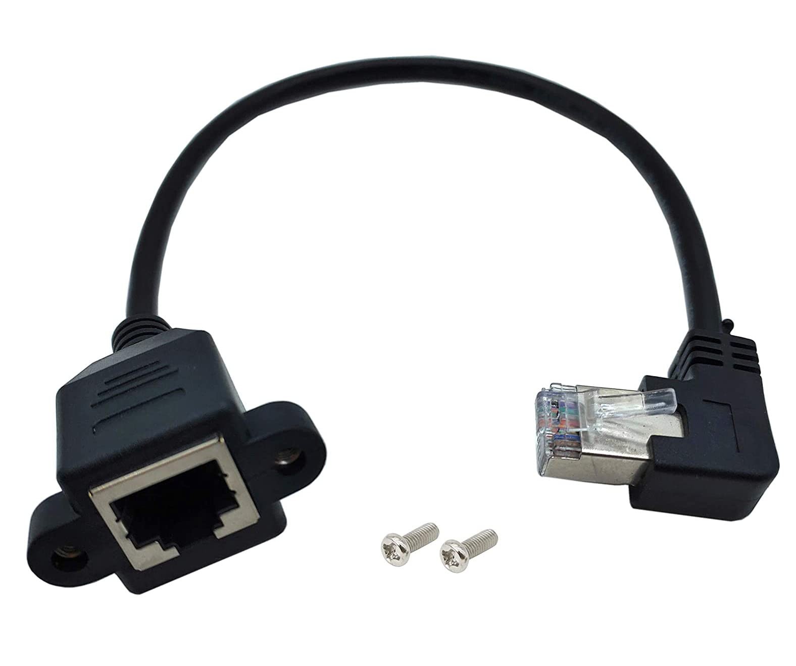 Qaoquda CAT6 Ethernet Extension Cable, RJ45 Cat 6 Network Male 10 inch, Right