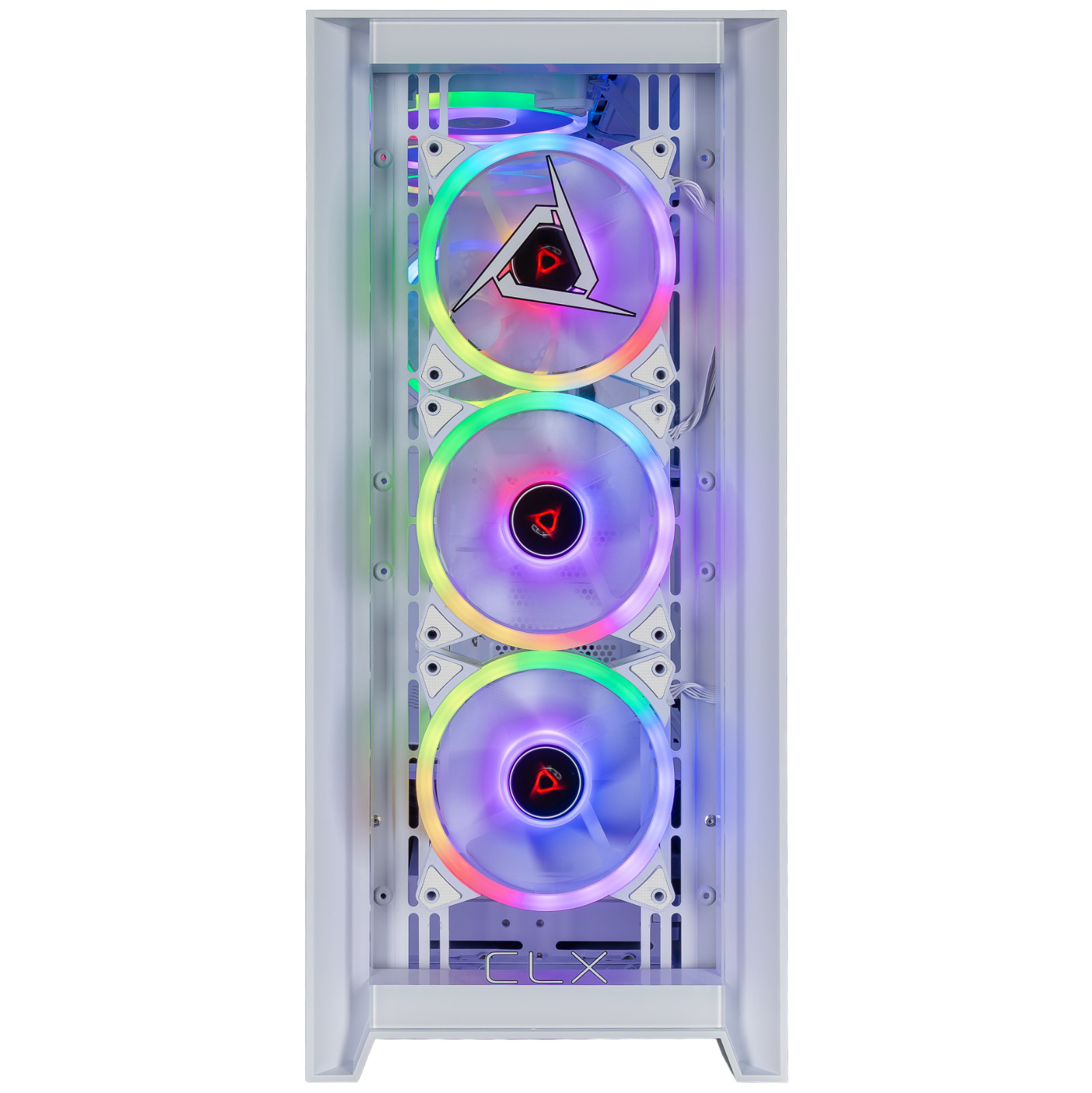 CLX White Obelisk Gaming PC Case ATX/E-ATX Mid Tower Tempered Glass NEW