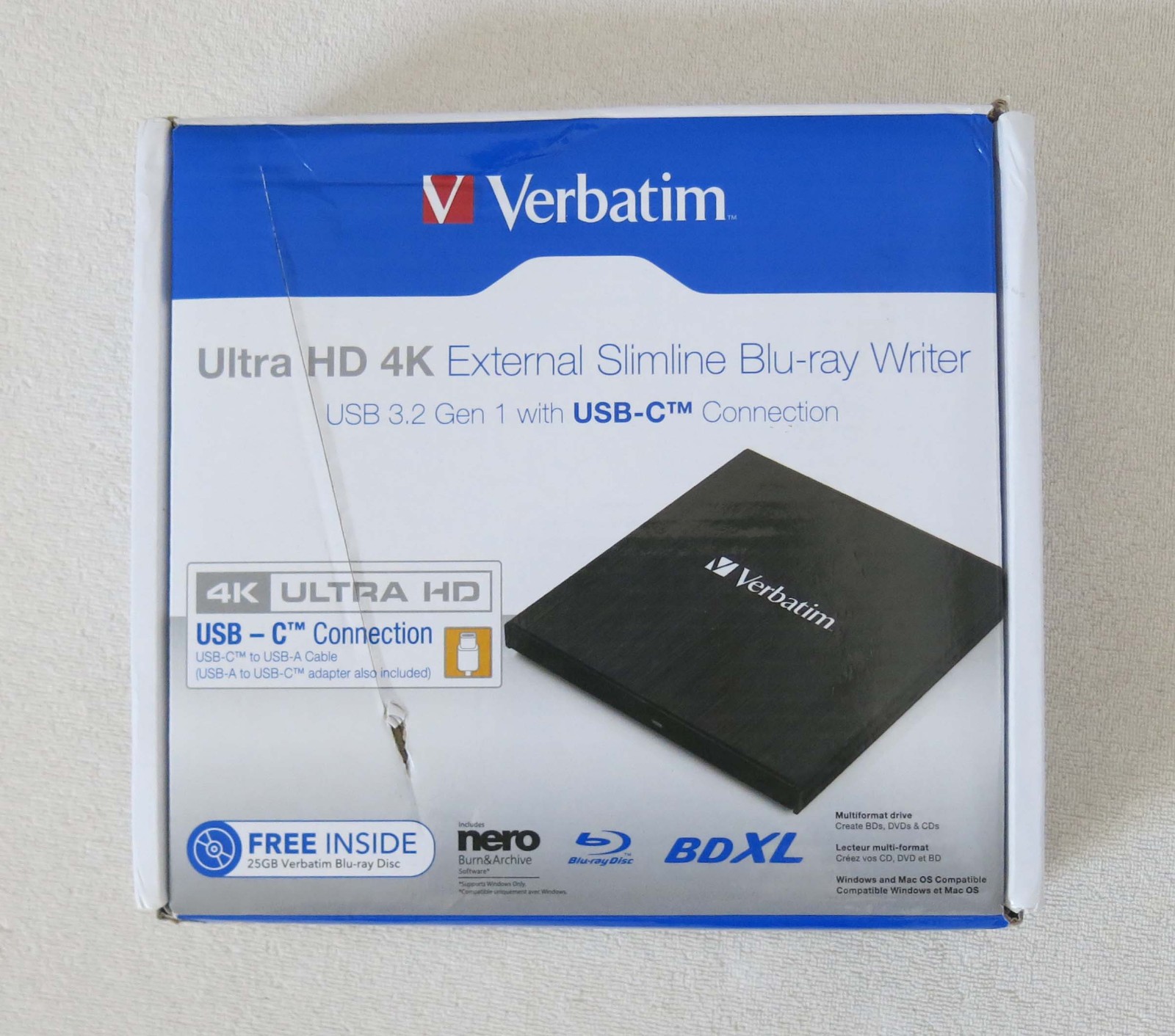 Verbatim 43888 Ultra HD 4K USB 3.2 Gen 1 Blu-ray Writer | Pioneer BDR-UD04 BD-RW