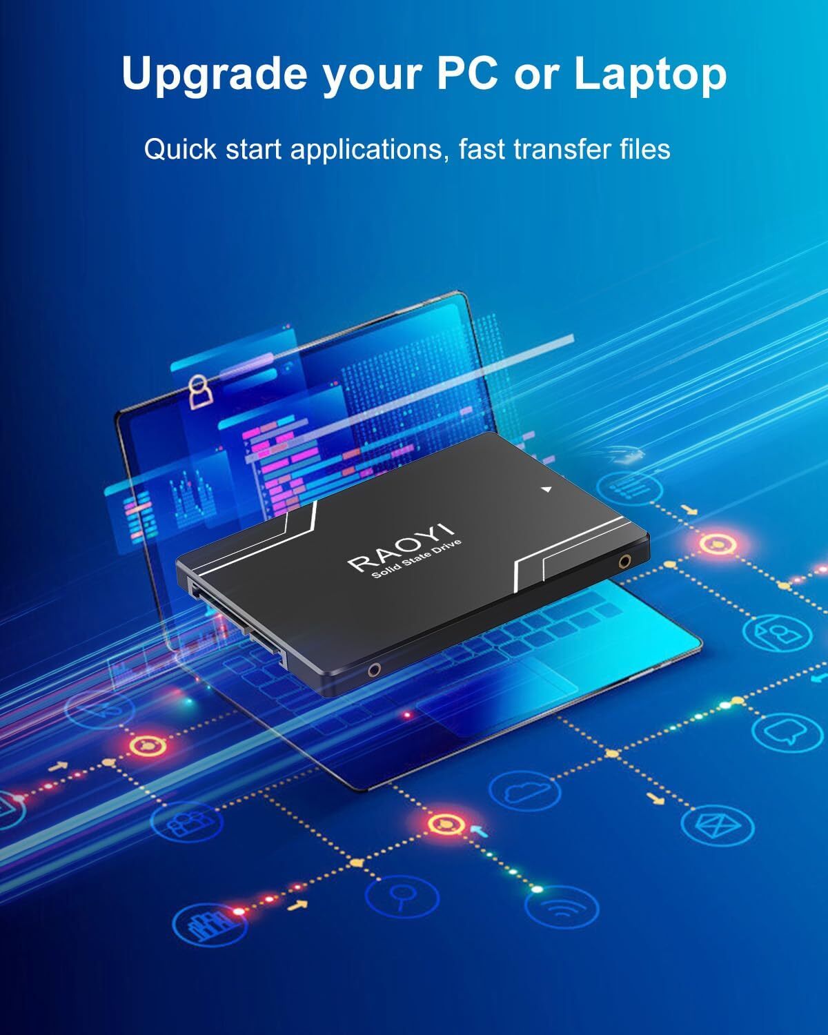 RAOYI 1TB SSD 550MB/s 2.5” SATA III Internal Solid State Drive High Speed 6Gb/s