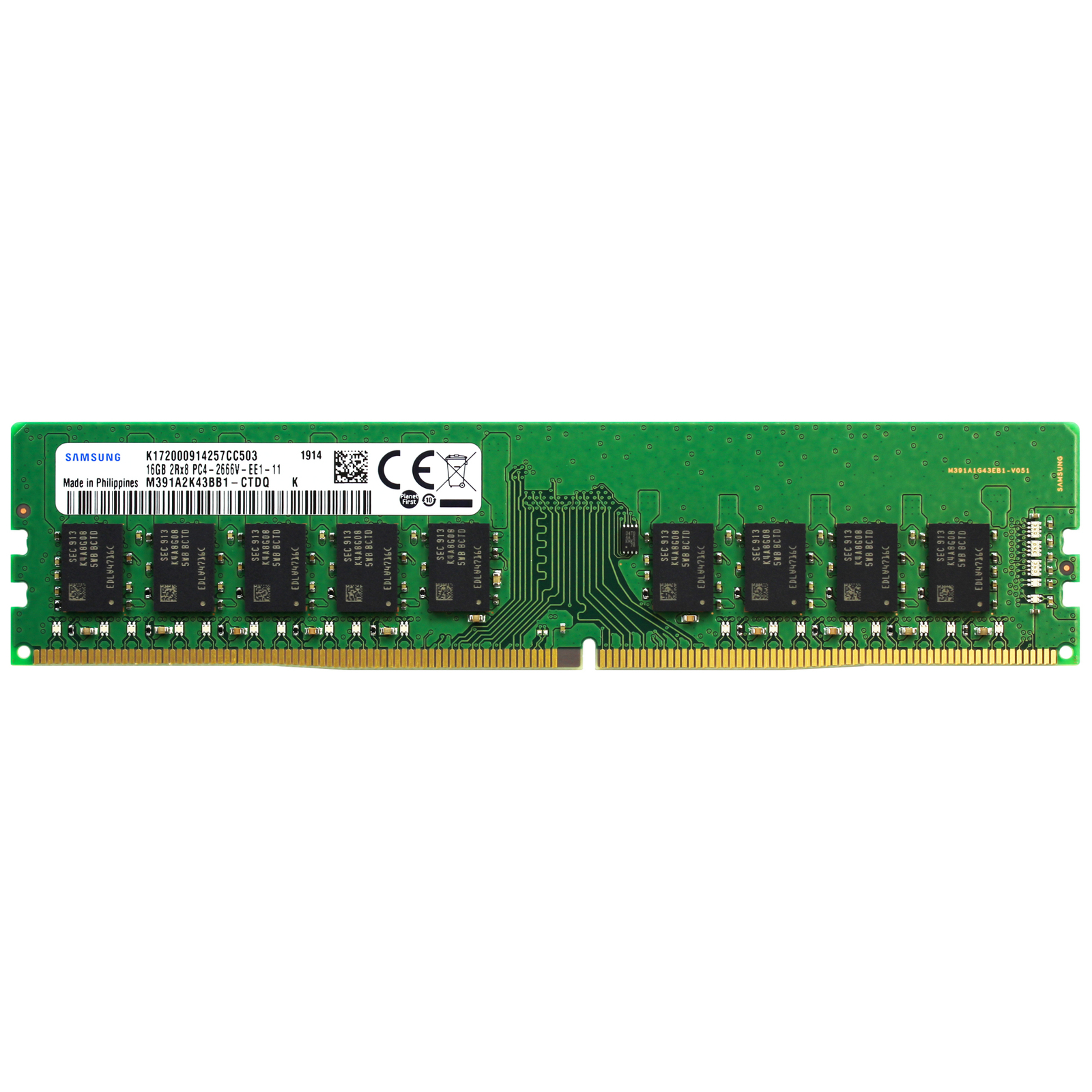 M391A2K43BB1-CTD Samsung 16GB DDR4 2666MHz PC4-21300 2Rx8 ECC UDIMM Memory RAM