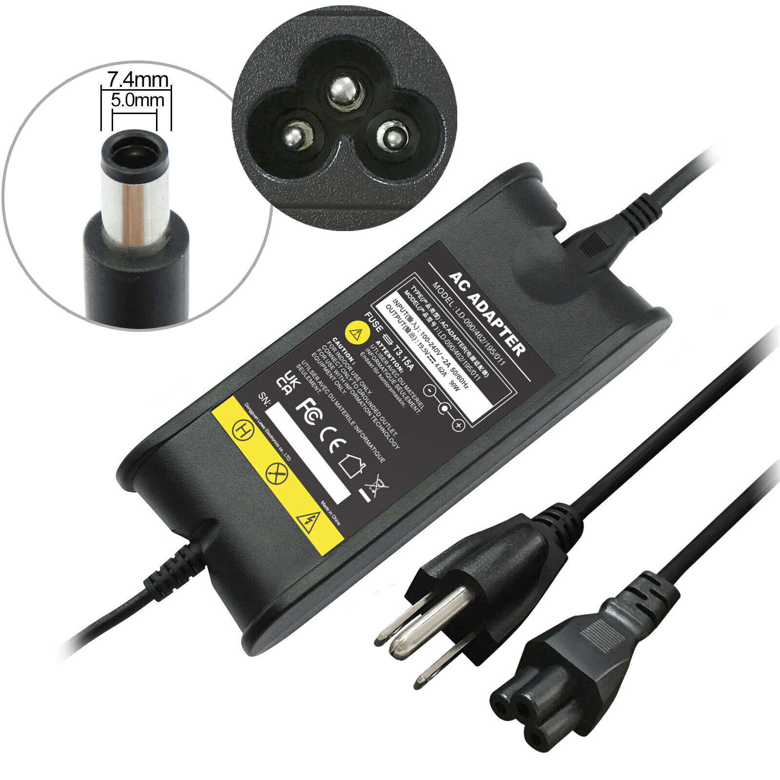 65/90W AC Adapter Charger For Dell Inspiron 15 3520 For Dell Latitude E6420 6400