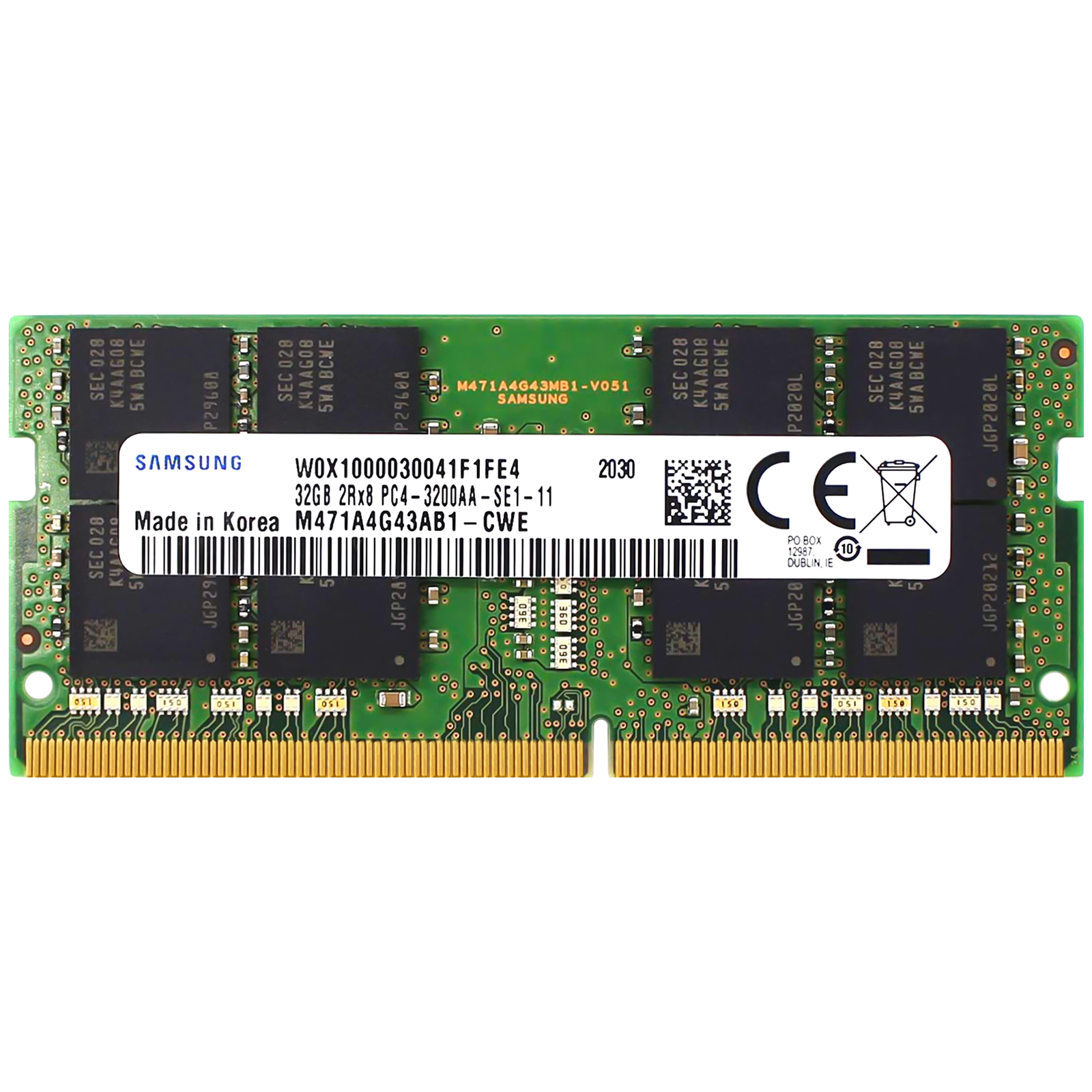 Samsung 32GB DDR4 SODIMM 3200 MHz PC4-25600 Laptop Memory RAM (M471A4G43AB1-CWE)