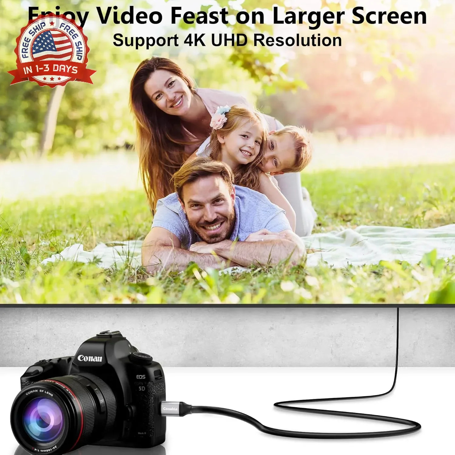 Micro HDMI to HDMI Cable 4 FT, High Speed Full HDMI to Micro HDMI Cable, Support