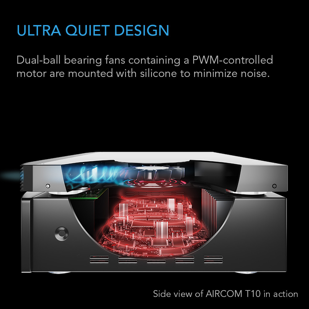 AIRCOM T10, Quiet Cooling Fan System 17″ for Receivers, Amps, DVR, AV Components