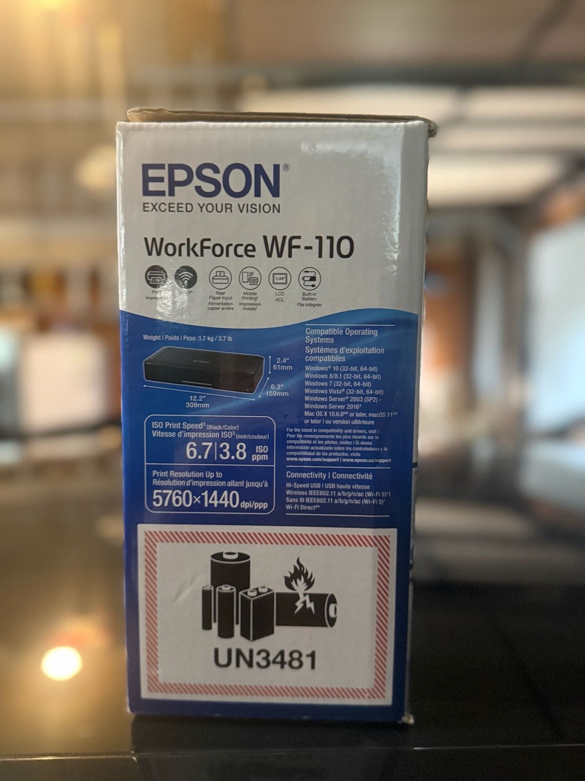 Epson WorkForce WF-110 Wireless Portable Inkjet Mobile Printer