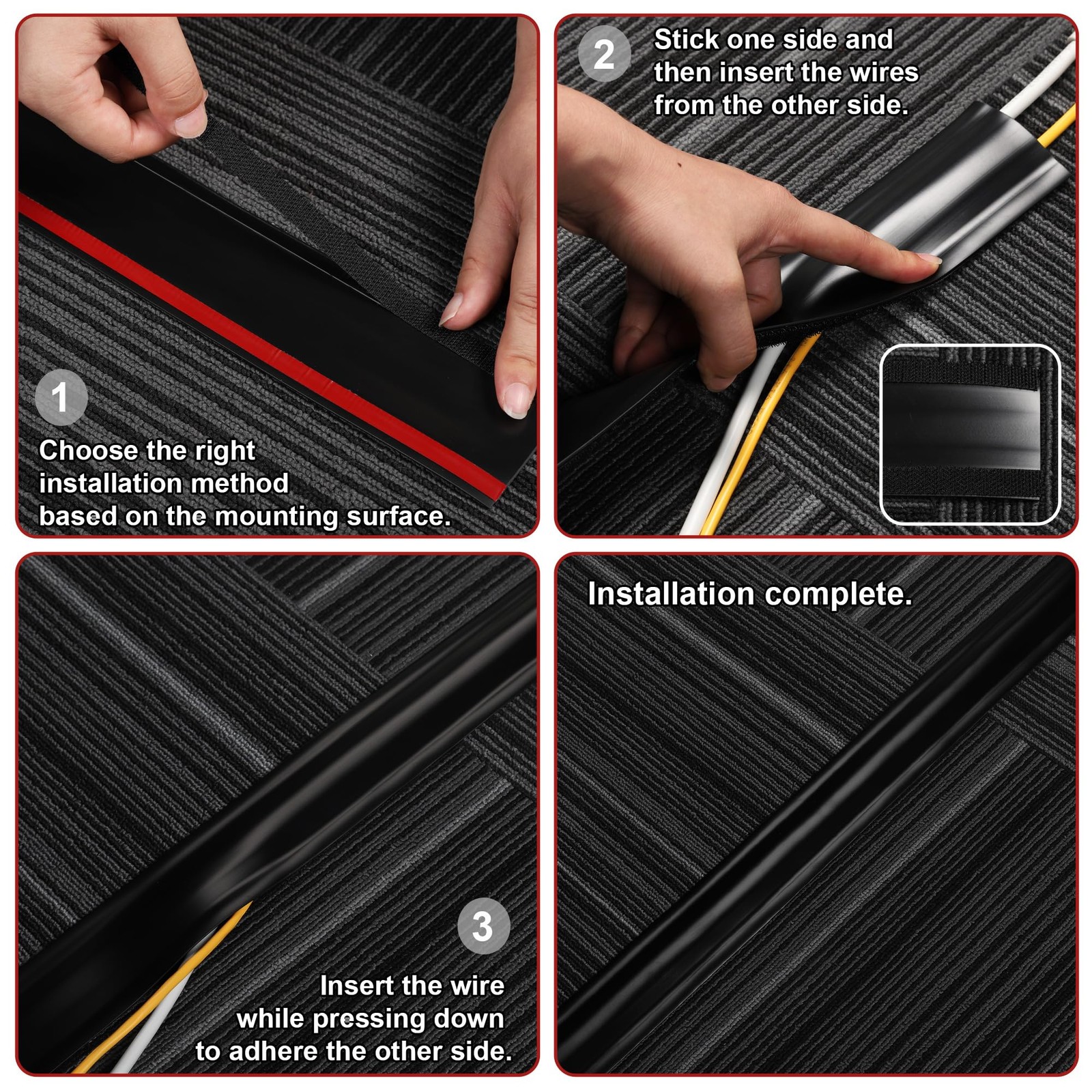 16.4ft Cord Cover Floor, Soft PVC Cord Covers for Wires on Floor, Self-Adhesi…