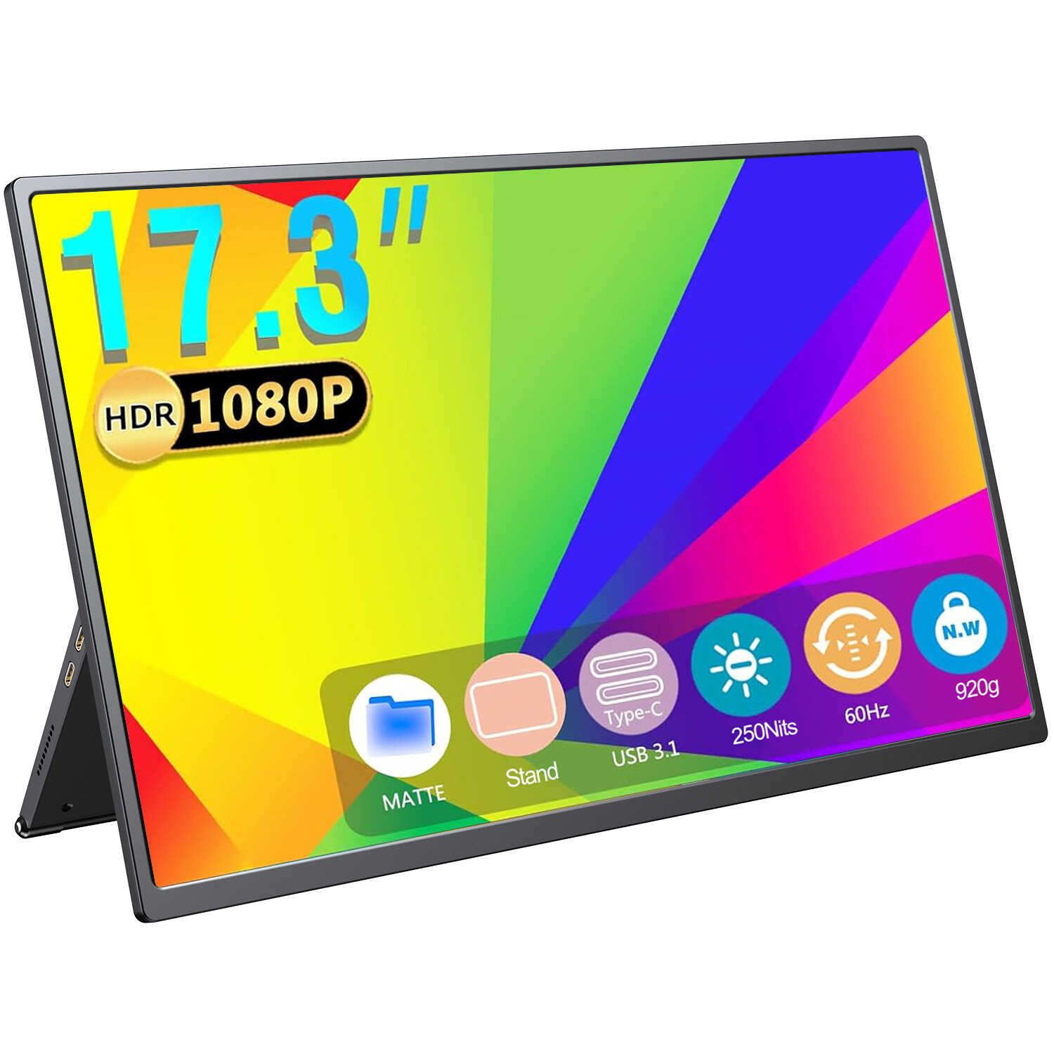 17.3″ Portable Monitor UPERFECT 1920×1080 HDMI USB C Gaming Monitor with Stander