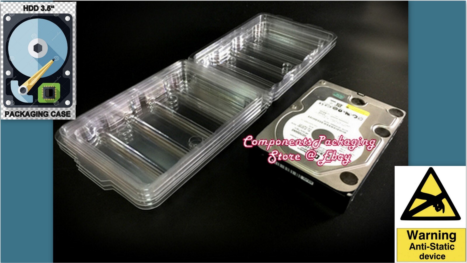 Desktop PC Hard Disk Case Enclosure Plastic Clamshells – Anti Static – Qty 15