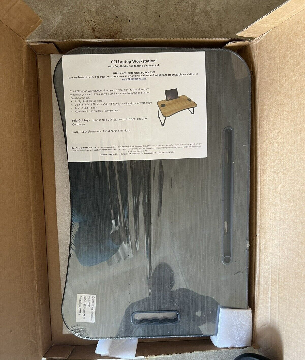 CCI Laptop Workstation With Cup Holder & Tablet/ Phone Stand Black NEW