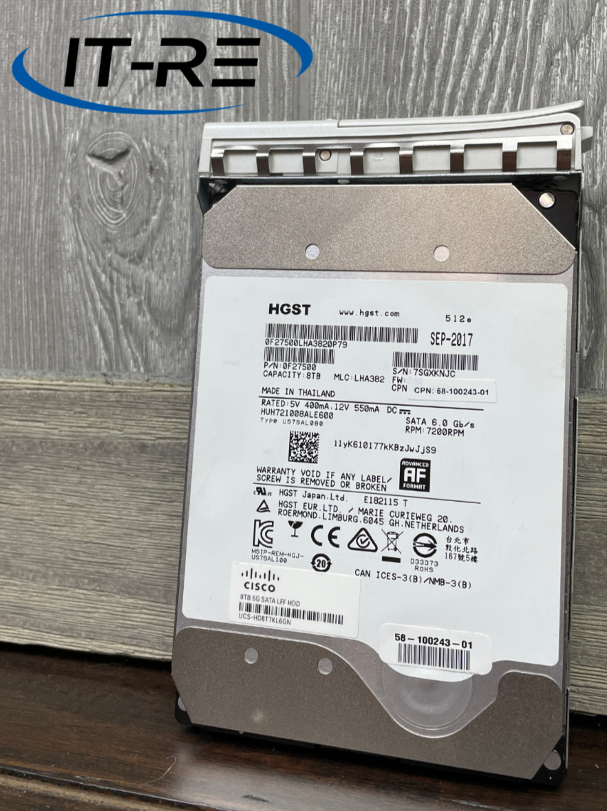 HGST WD 8TB 7.2K RPM SATA 6Gb/s 256MB 3.5″ HDD HUH721008ALE600 – 0 Bad Sectors