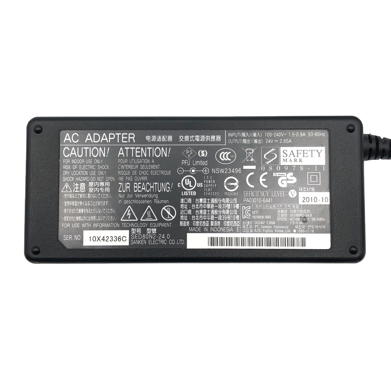 PFU Limited for Fujitsu Laptop Charger AC Adapter SEF80N3-24.0 64W OEM n/P.Cord