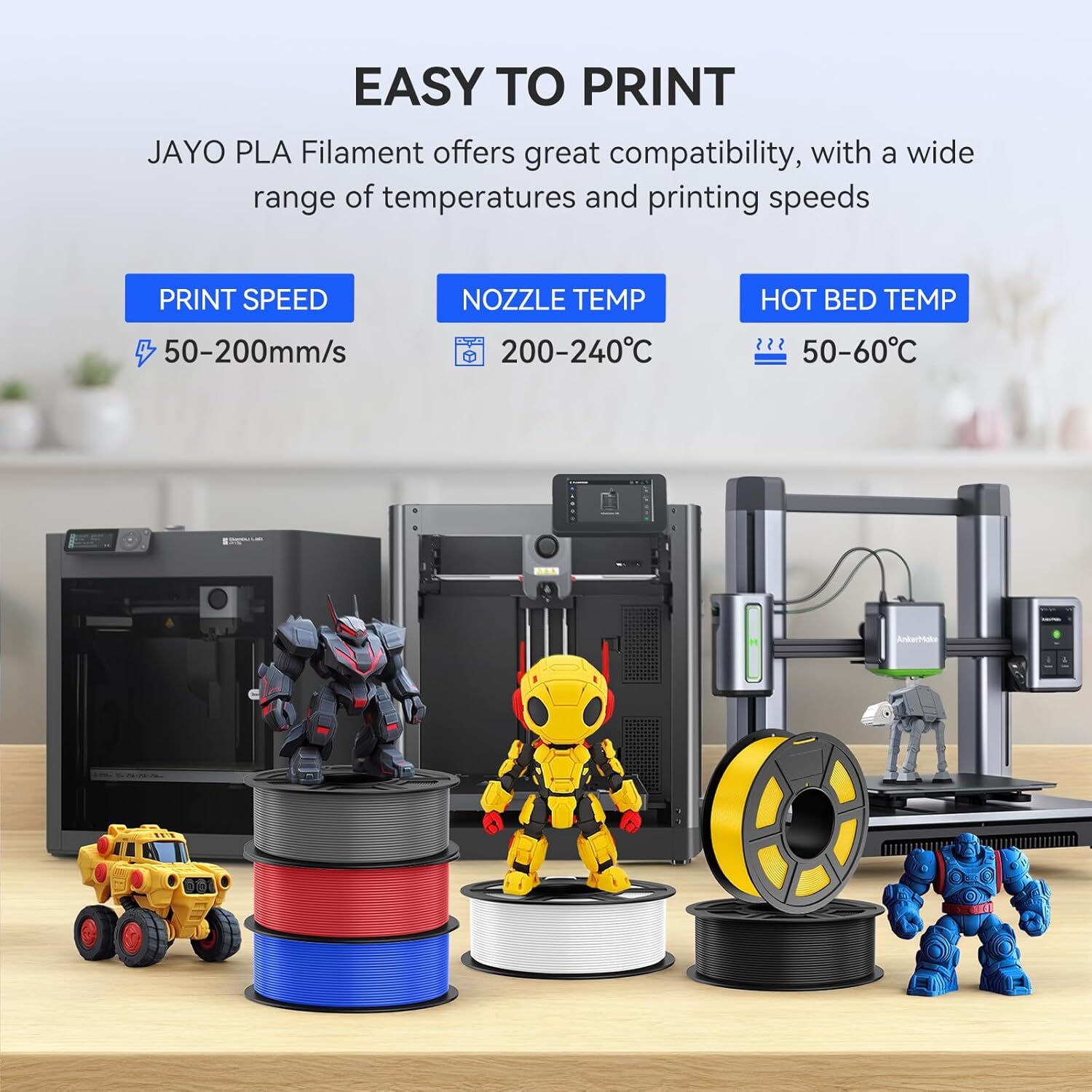 JAYO 10KG/20KG PLA Meta PETG SILK PLA+ ABS 3D Printer Filament 1.75mm 1.1KG LOT