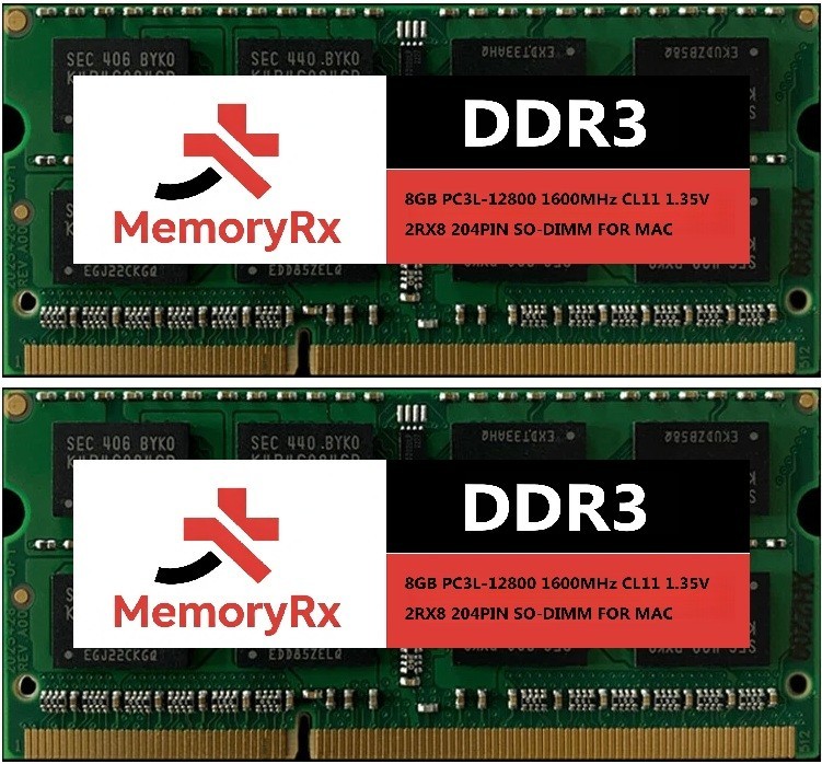 16GB (2X8GB) DDR3L PC3L-12800 1600MHz 2RX8 CL11 1.35V SO DIMM MEMORY RAM
