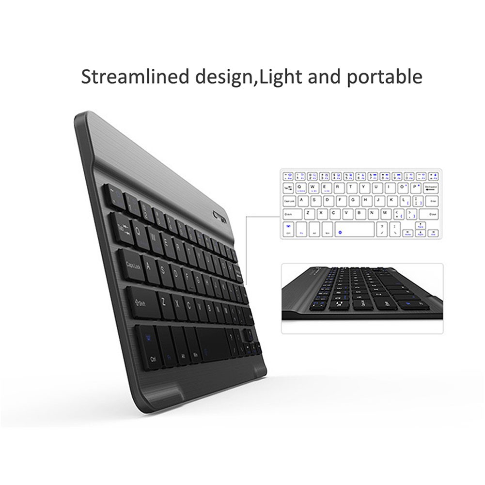 BLACK 10″ Wireless Slim Bluetooth Keyboard Universal For iPad PC Laptop Tablet
