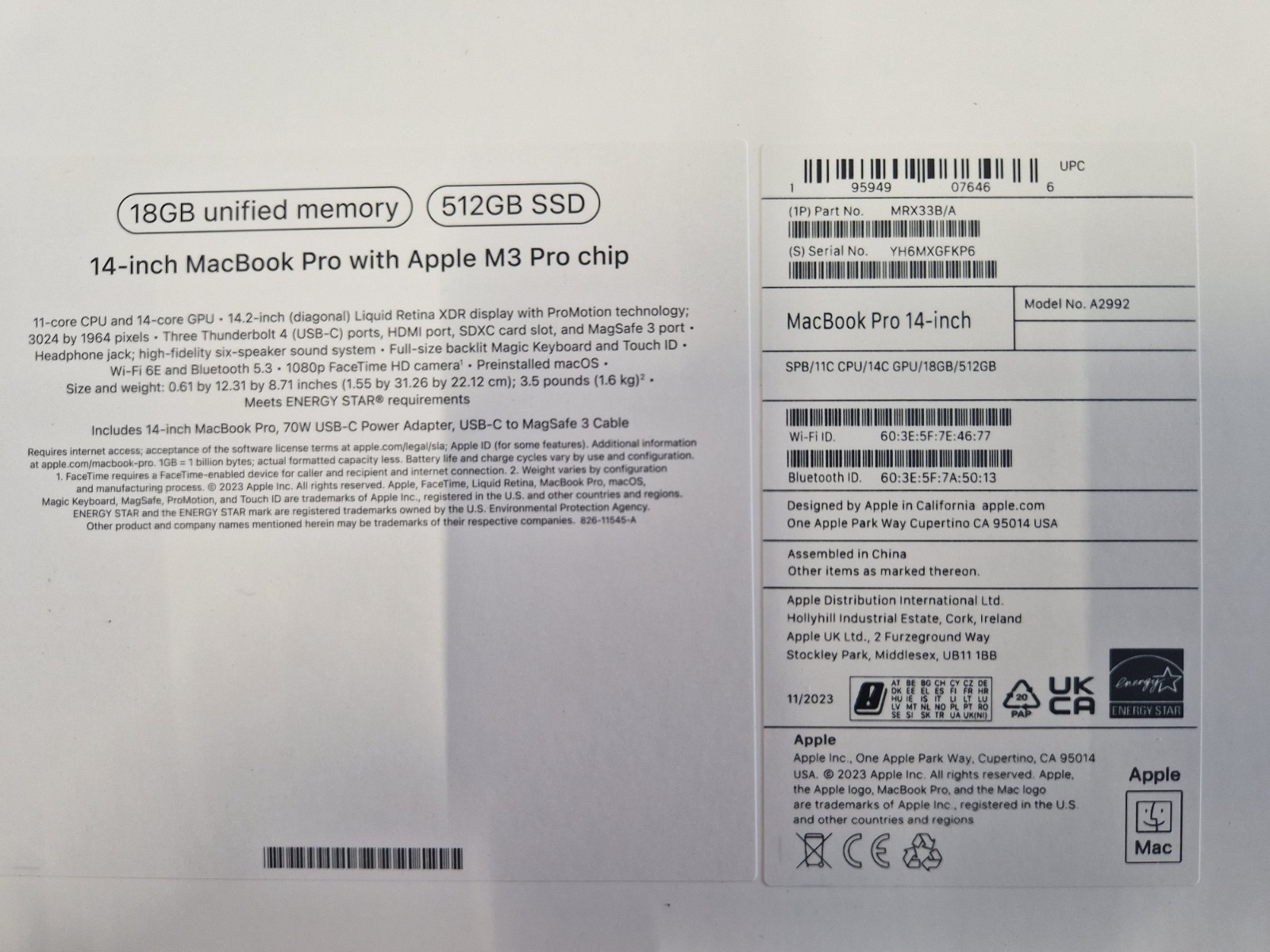 Apple MacBook Pro 14 in 2023 Space Black/Apple M3 Pro 4.05 GHz, 512 GB; 18 GB