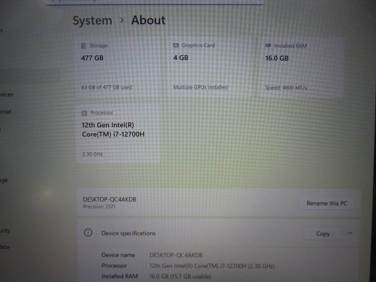 Dell Precision 3571 15.6″ FHD i7-12700H 16GB 512GB NVMe WIN 11 PRO NVIDIA T600