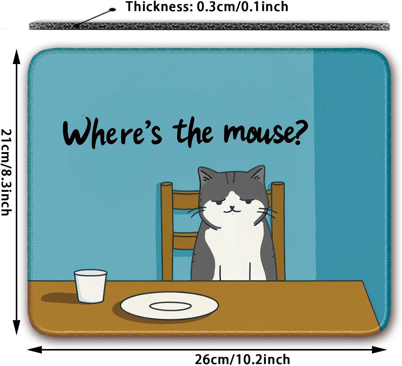 10.3×8.3 inch Non-Slip Mouse Pad for Computer, Laptop, Gamer, Cat Pattern