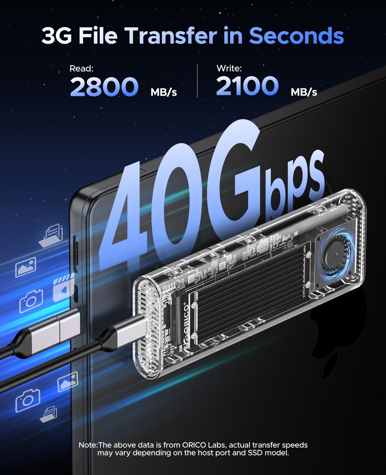 ORICO USB4 40Gbps Thunderbolt 3 NVME PCIE M.2 SSD Enclosure Aluminum Type C Case