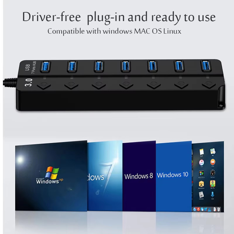 USB 3.0 Power Adapter 4/7 Port Multi USB Splitter Hub USB Hub 2.0 USB Multiple E
