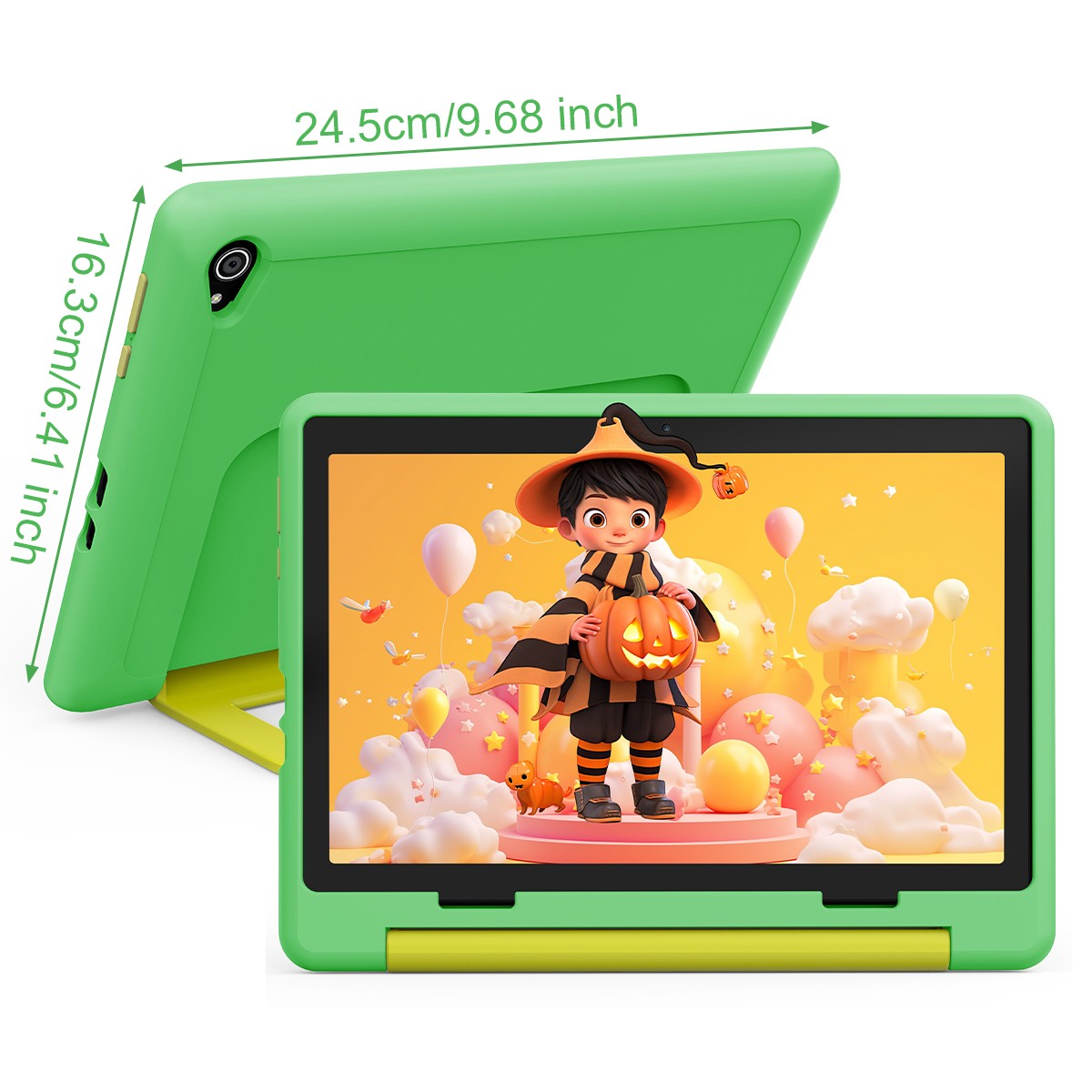 Kids Tablet 10″,Android 15 Tablet for Kids,Octa Core 20GB+64GB Shockproof Green
