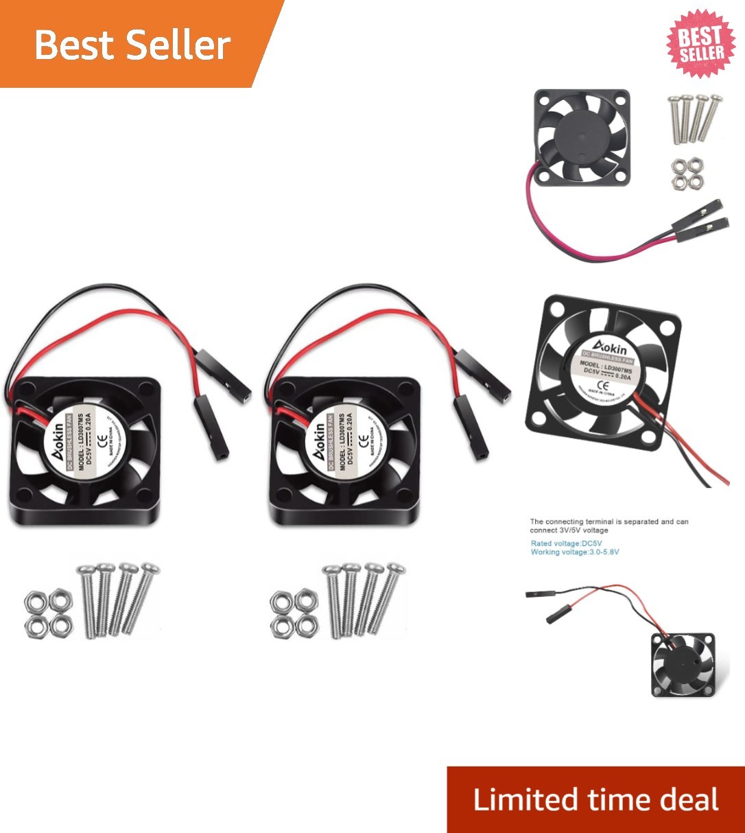 30mm 2-Pcs Cooling Fan Set for Raspberry Pi – Optimal Heat Management Solution
