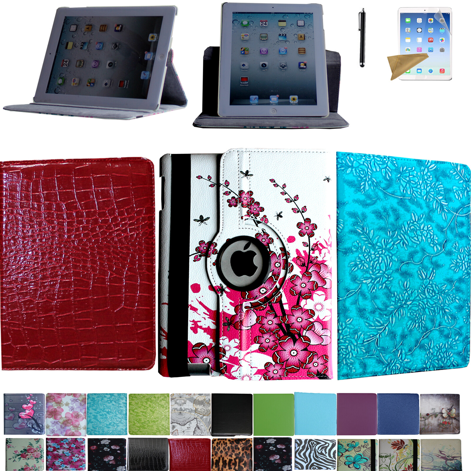 For iPad 9th 8th 7th Air 5 4 Gen 360 Rotating Smart Magnetic Case Cover Stand