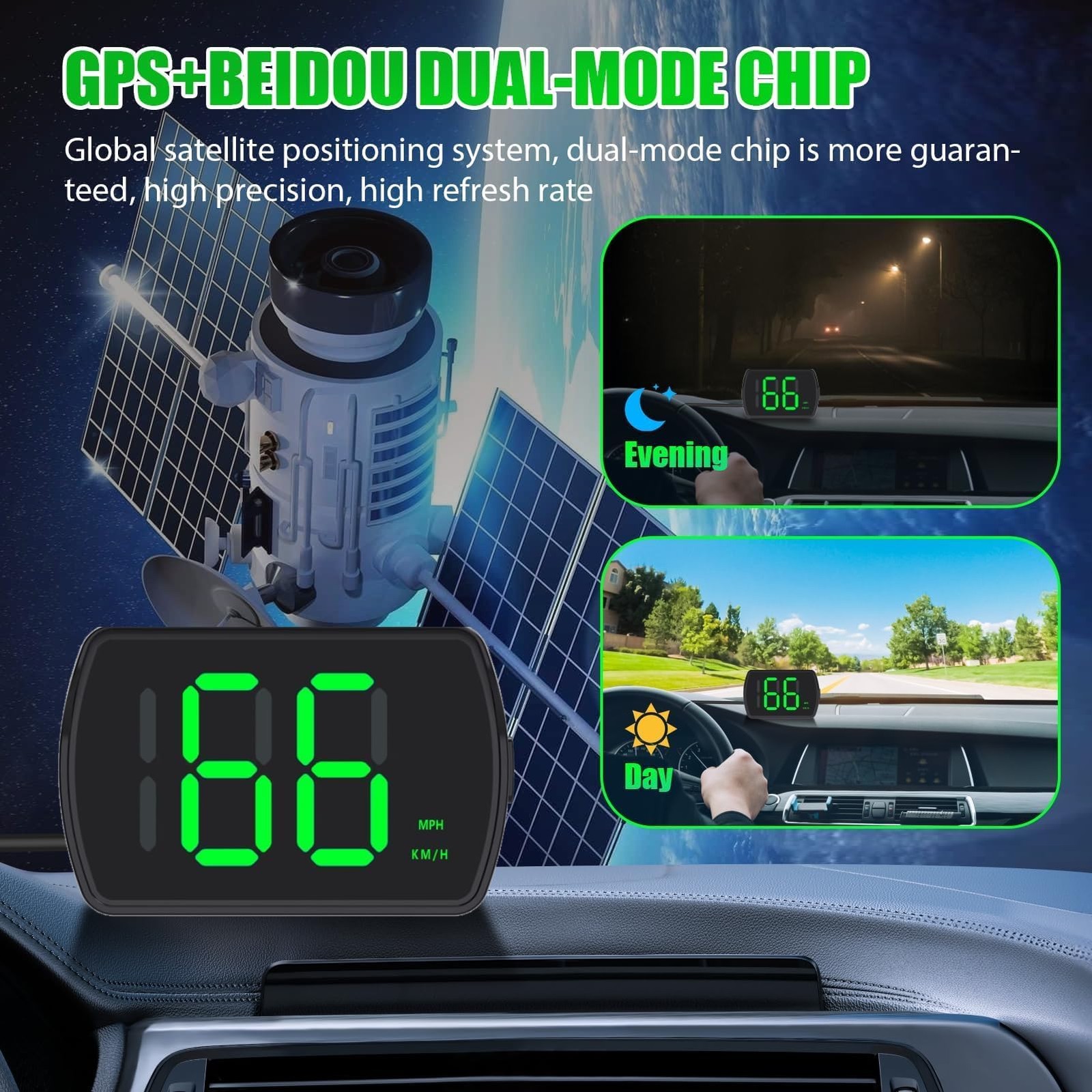 GPS Digital Speedometer HUD Large LED Display Plug and Play Universal Car Truck