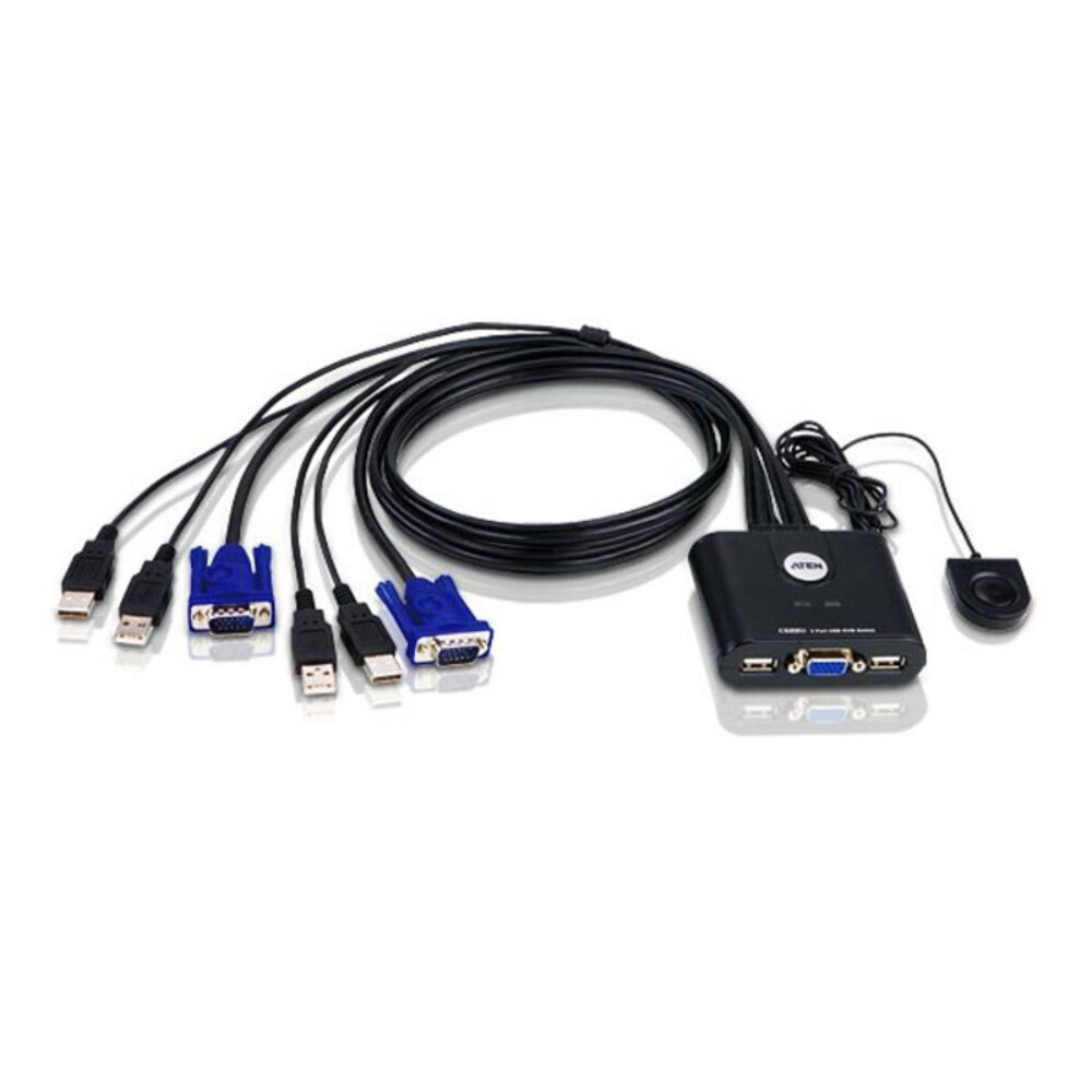 Aten Cs22U 2-Port USB KVM Switch 2 Cables Supports up to 2048×1536