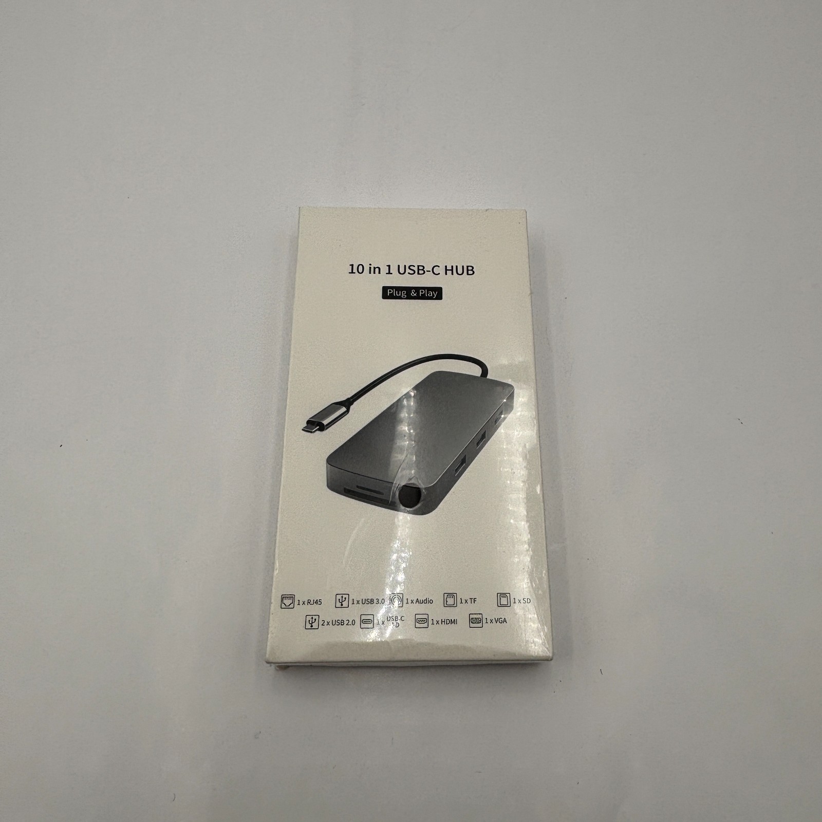 Lot of 10 Plug and Play 10-in-1 – USB-C Hub – Gray – New Sealed – Ships Free