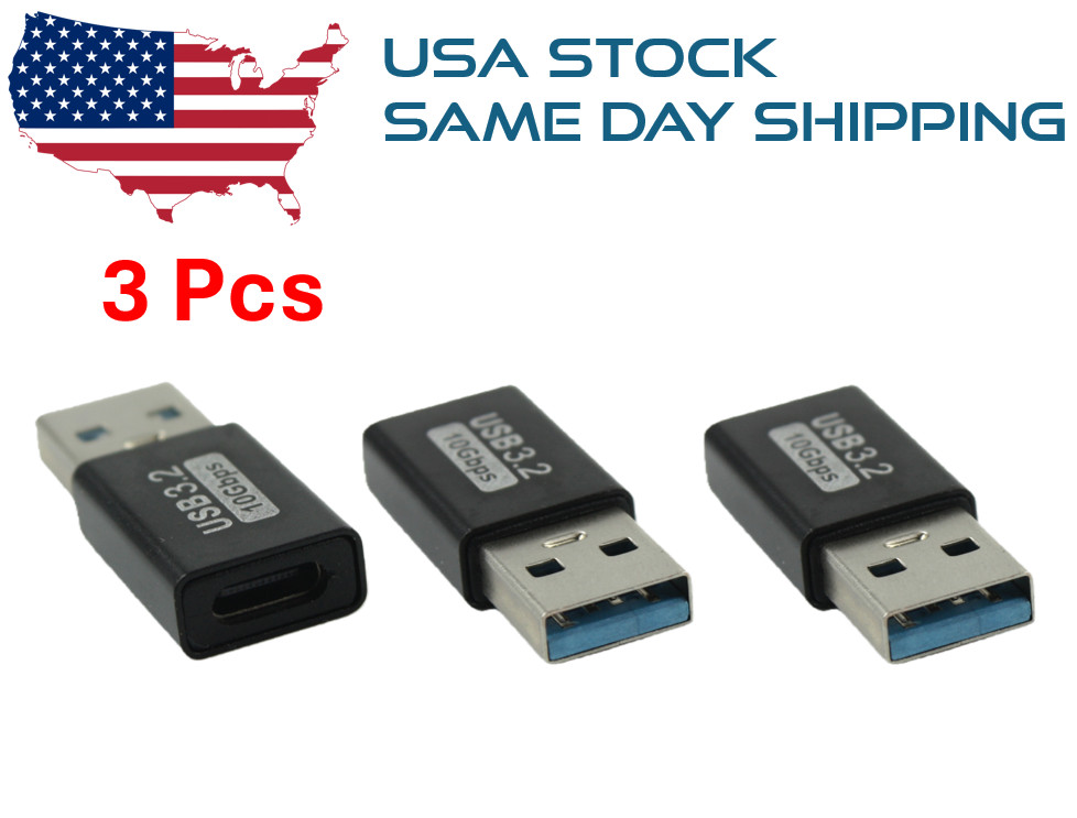 3 Pcs USB C 3.1 Type C Female to USB 3.0 Type A Male Port Converter Adapter