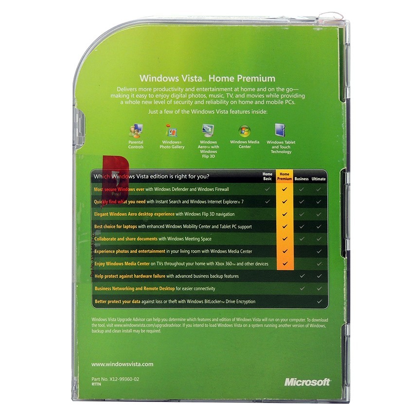 Microsoft Windows Vista Home Premium SKU 66I-00002 Retail Full Version NO RETURN