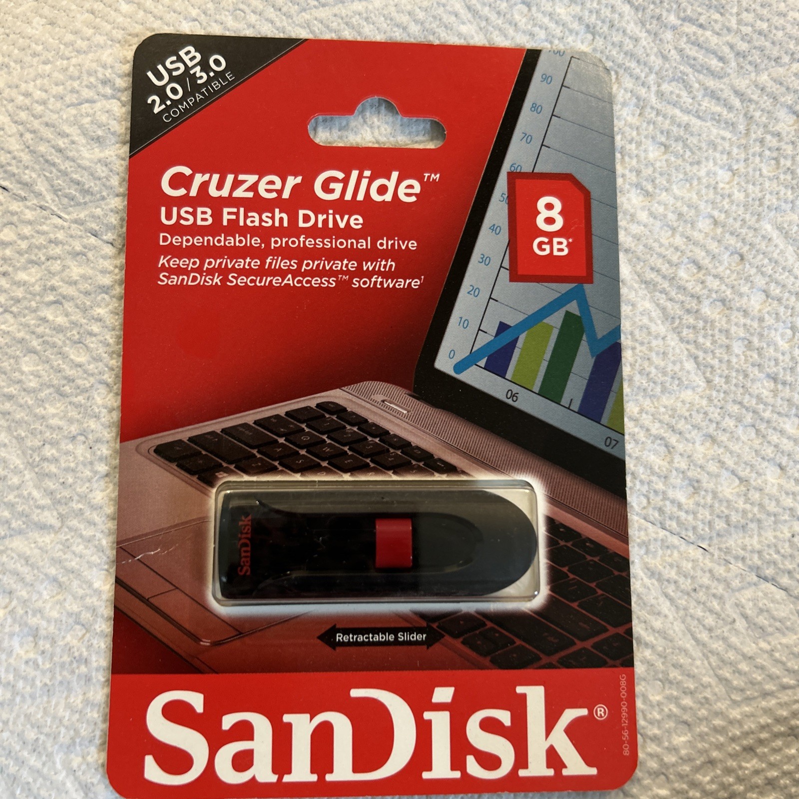 SANDISK CRUZER GLIDE USB FLASH DRIVE 8 GB Brand New Sealed