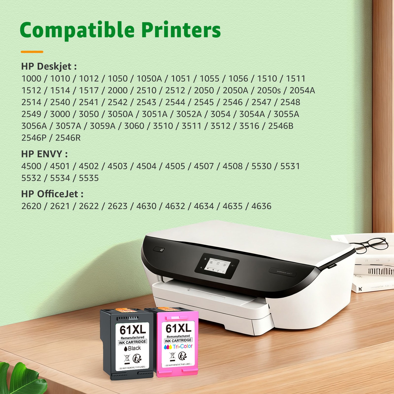 61XL 61 XL Ink Cartridges for HP 61 ENVY 4500 4501 4502 4504 5530 5531 5535 5539