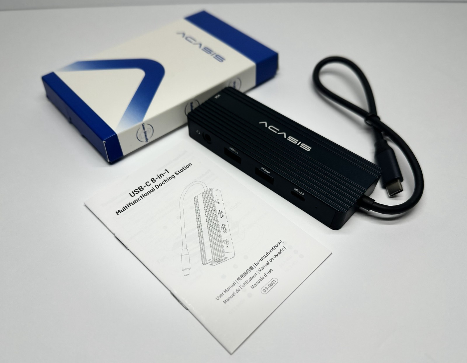 ACASIS USB-C 8-in-1 Docking Station Hub HDMI 4K VGA PD 100W USB 3.0 DS-0801