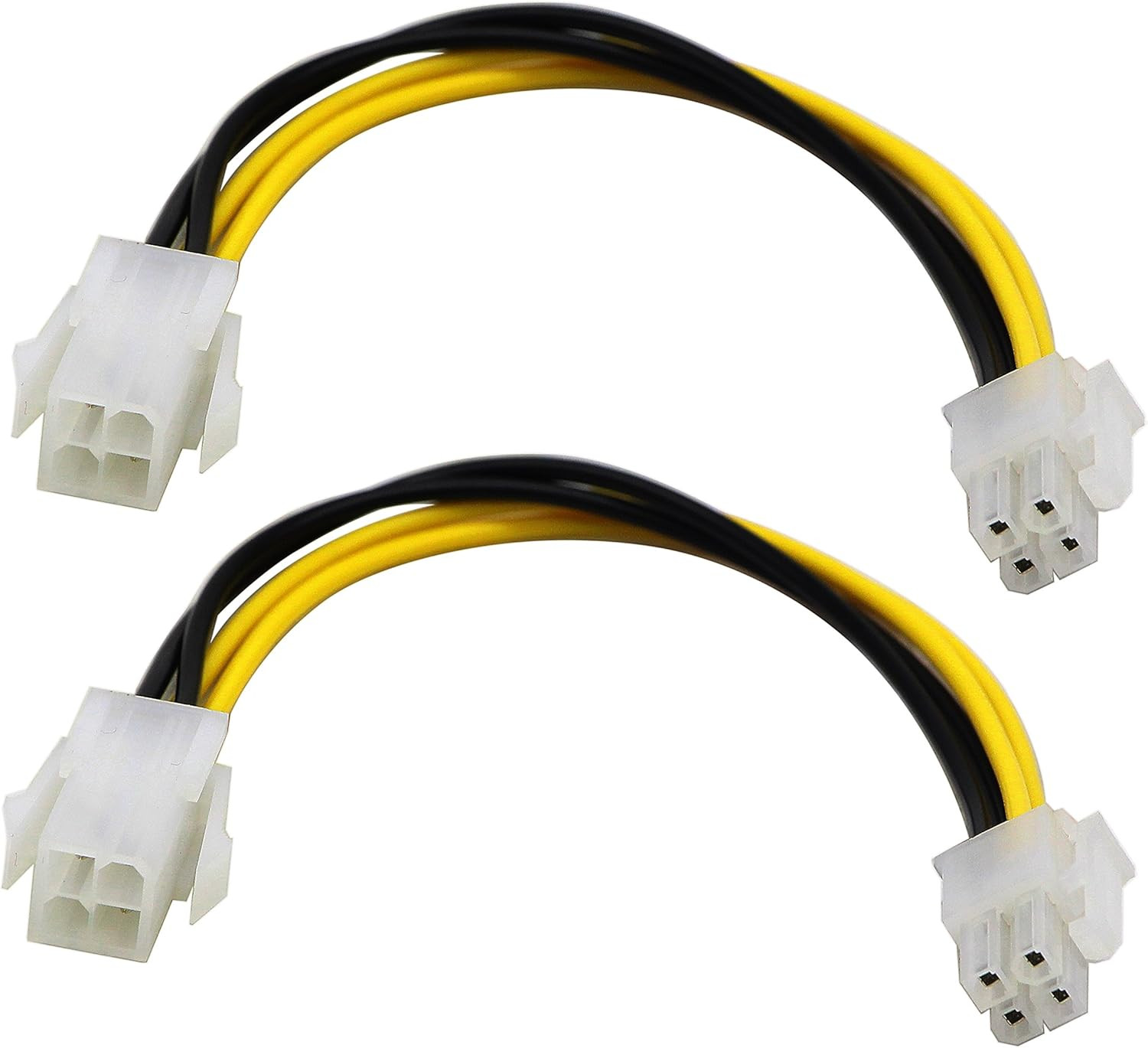 Zdycgtime(2-Pack) 4-Pin Molex M/F SATA Cable ATX 12V Power Supply 4-Pin CPU Male