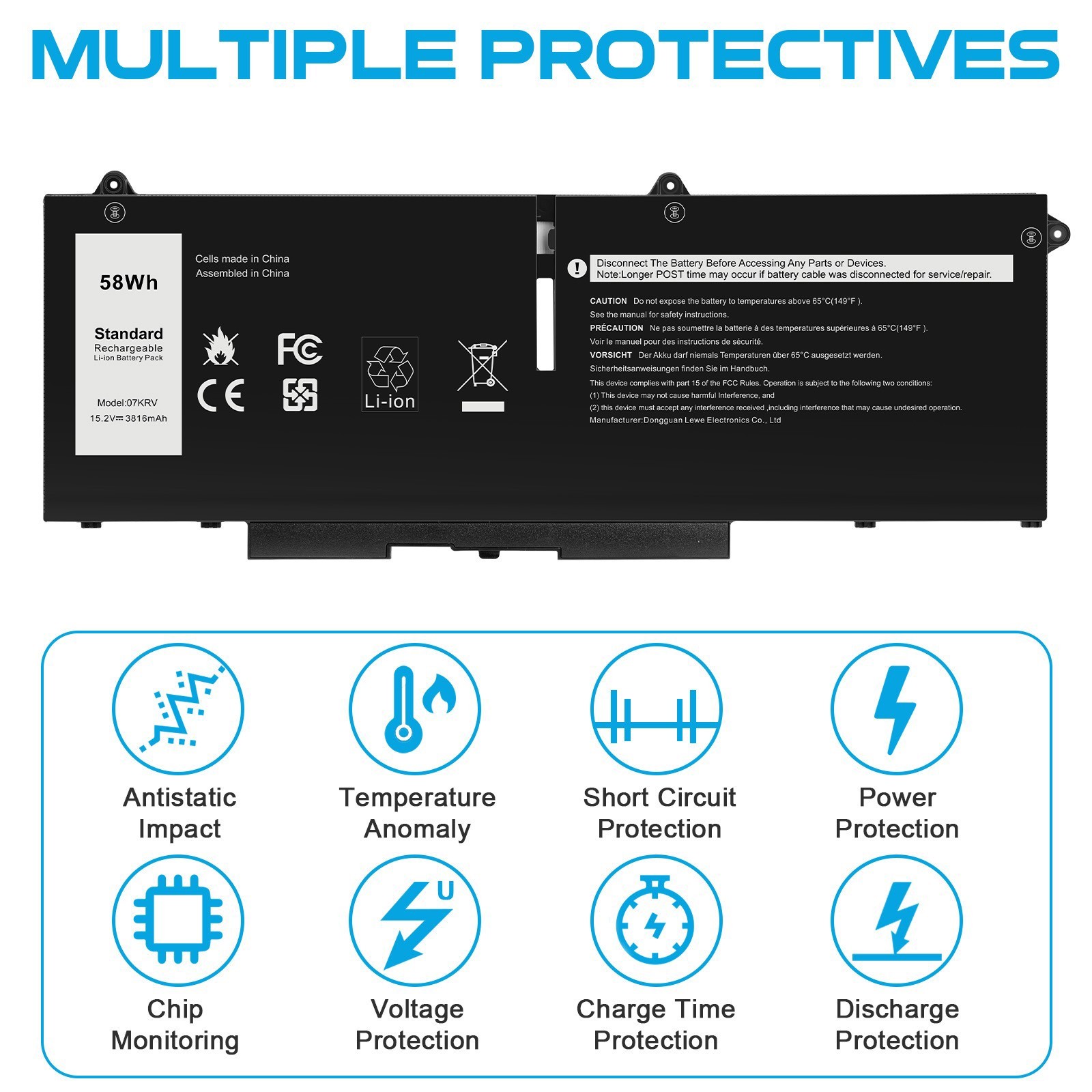 ✅07KRV 58Wh Battery for Dell Latitude 5330 5430 5530 Precision 3570 H4PVC M69D0