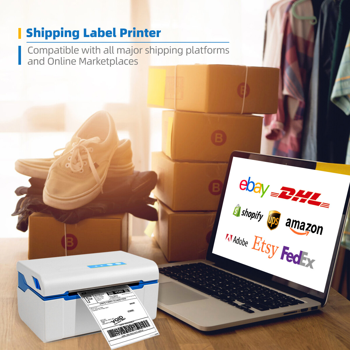 Shipping Label printer Direct Thermal Barcode Thermal Printer With 500 labels