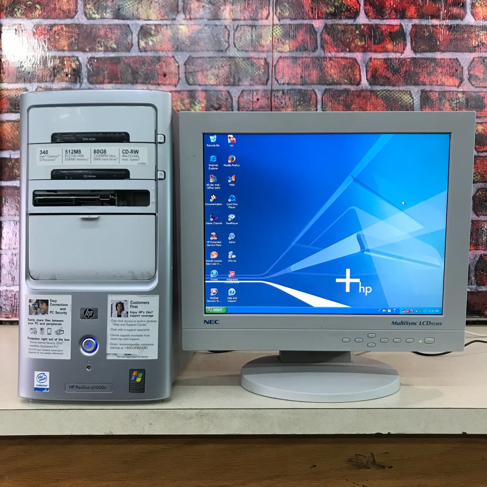 HP Pavilion a1000n PC for Retro Gaming Celeron 2.93GHz 512MB RAM (Windows XP)