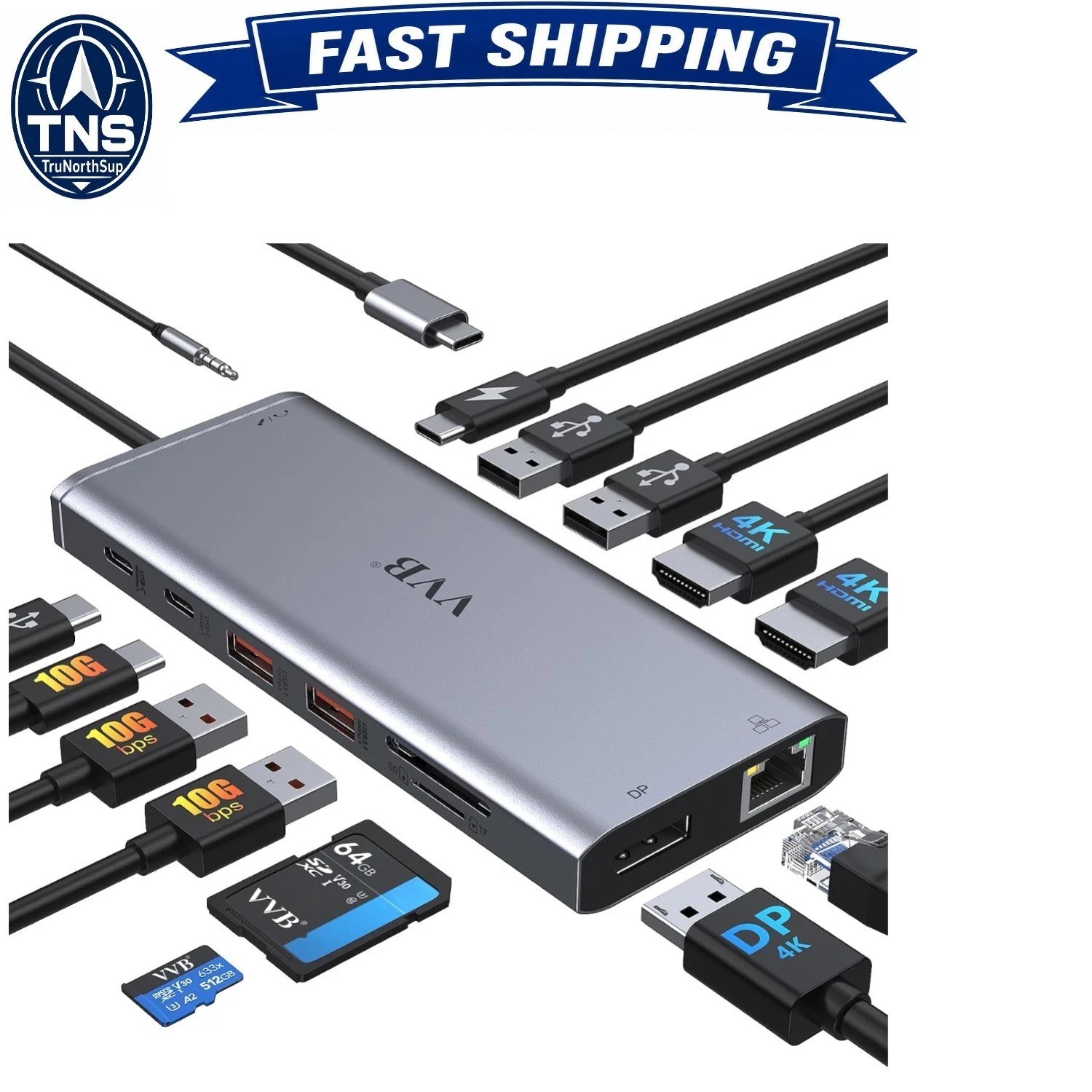 USB C Docking Station 14-in-1 Dual 4K HDMI DisplayPort Ethernet USB-C Hub for…