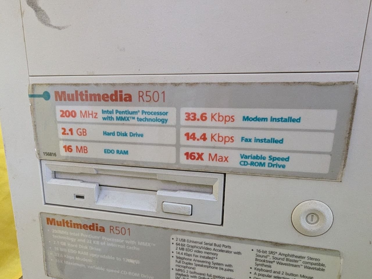 Packard Bell Multimedia R501 Vintage Desktop PC Tower A940-TWR Untested ST