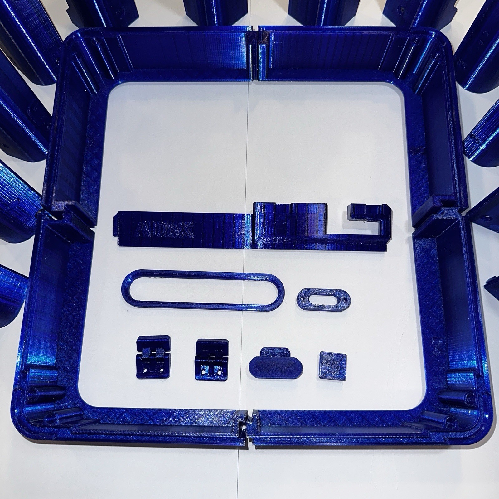 Flashforge ad5x Enclosure Kit Printed Parts Metallic Blue PETG Material.