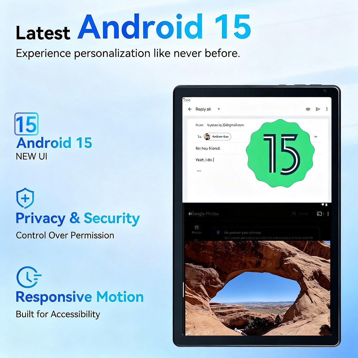 10.1 inch Android 14 Tablet 10+128GB IPS Touchscreen Octa-core Processor Wi-Fi